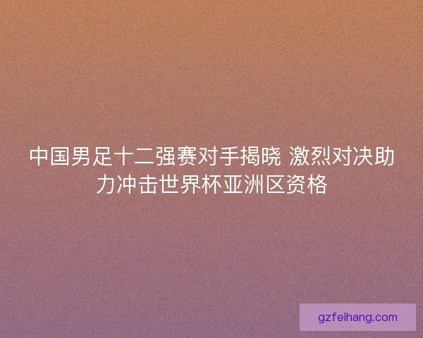 中国男足十二强赛对手揭晓 激烈对决助力冲击世界杯亚洲区资格